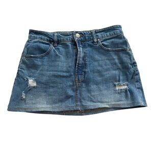 Indigo Rising Blue Distressed Denim Mini Skirt Womens Size Small